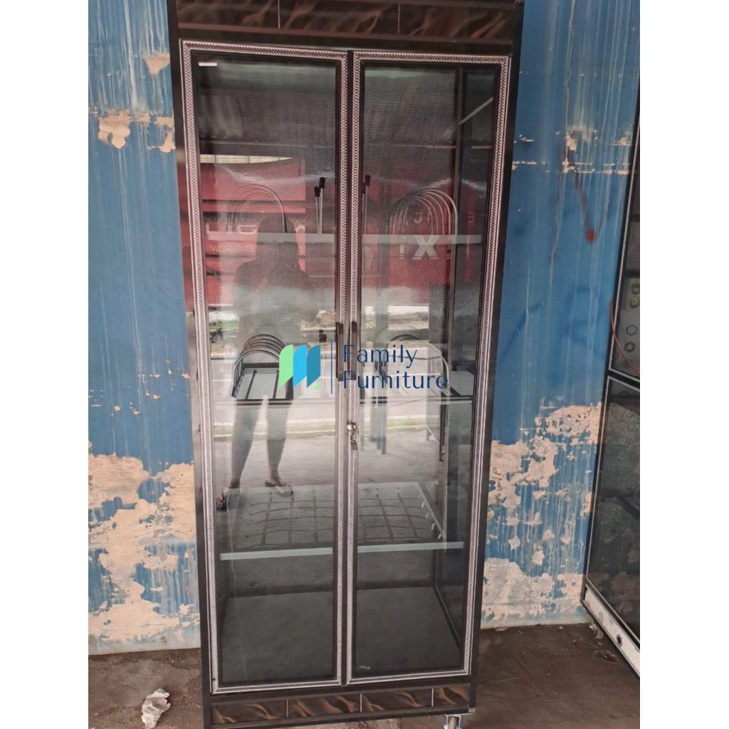 Lemari Rak Piring Tempahan Aluminium 2 Pintu Jumbo