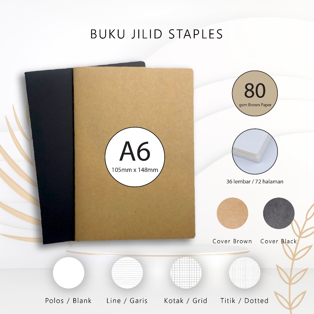 

Buku A6 Kertas Kraft 80gsm / Notebook Aesthetic Cover Coklat Hitam