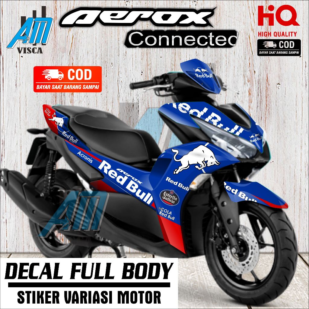 Decal Motor Aerox Connected Fullbody / Stiker Variasi Yamaha Aerox 155 New Motif Redbull