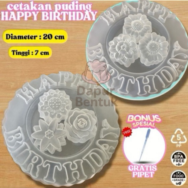 Cetakan Puding Happy Birthday Cetakan Hbd Cetakan Puding Hbd 1 Set Cup Bunga Free Pipet Vla Panjang