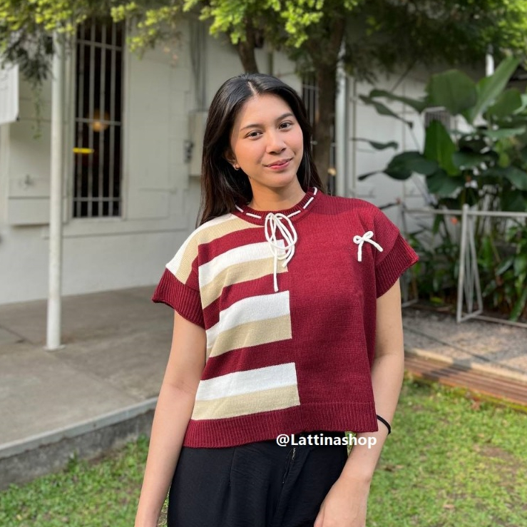 nuha vest rompi crop wanita kancing samping bahan rajut premium tebal