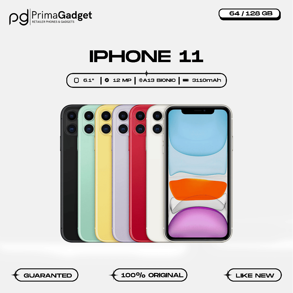 IPHONE 11 64GB/128GB INTER 99% LIKE NEW GRADE A FULL SET FREE AKSESORIS