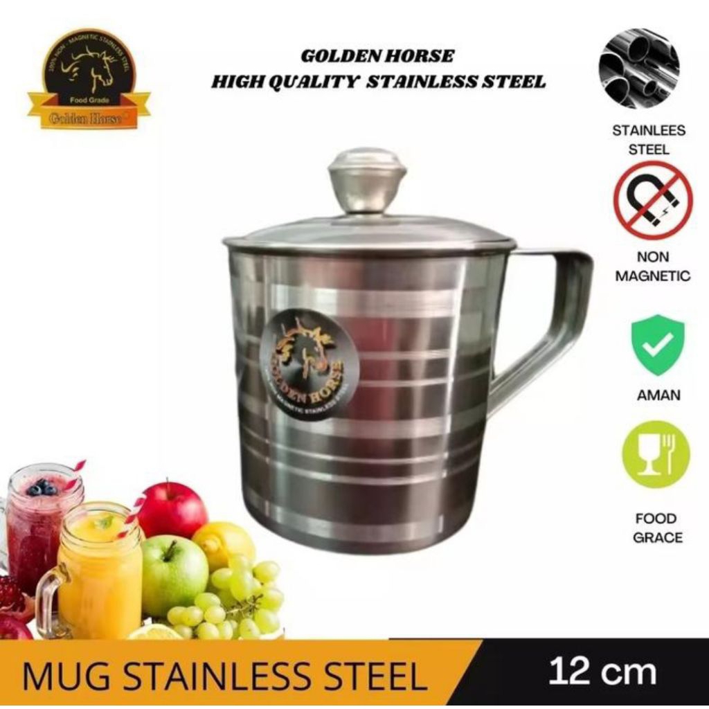 Mug Stainless 8 cm, 10 cm dan 12 cm/ Gelas Mug stainless steel tebal Antikarat/ Cangkir Stainless St