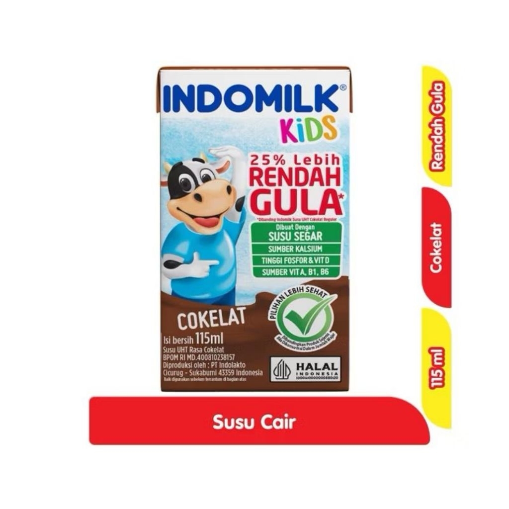 

Indomilk Kids Susu UHT Cokelat Less Sugar 115 ml