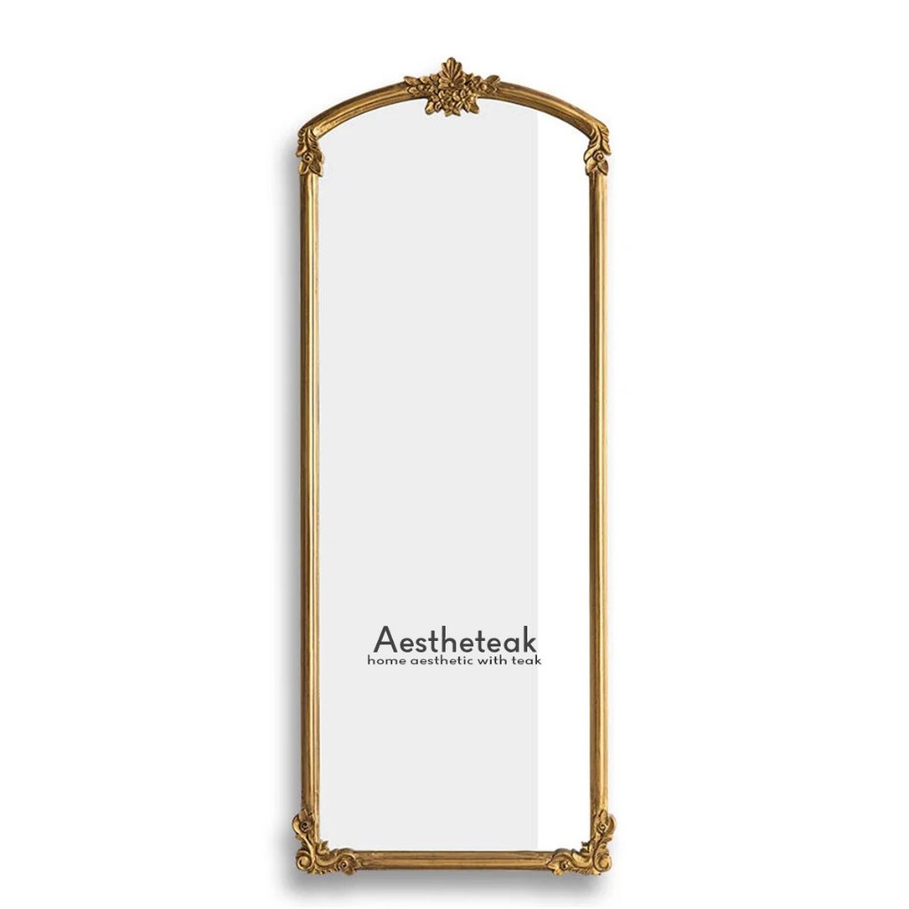 Cermin Panjang Vintage Full Body – Cermin Berdiri Emas Gaya Klasik Eropa