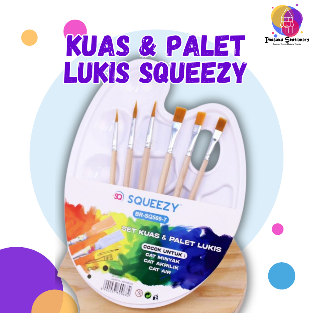 

SQUEEZY SET PALET LUKIS + KUAS BR-SQ569-7 Kuas Set + Palet Lukis Squeezy BR-SQ569-7 / Kuas Cat Lukis Set dengan Palet Squeezy Imasuka Stationery
