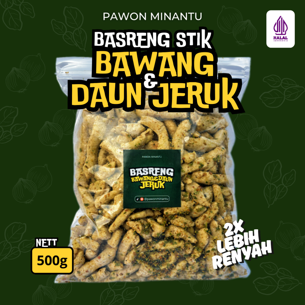 

Basreng Stik Original Daun Jeruk Bawang Goreng - Cemilan Renyah Wangi Gurih By Pawon Minantu 500gr