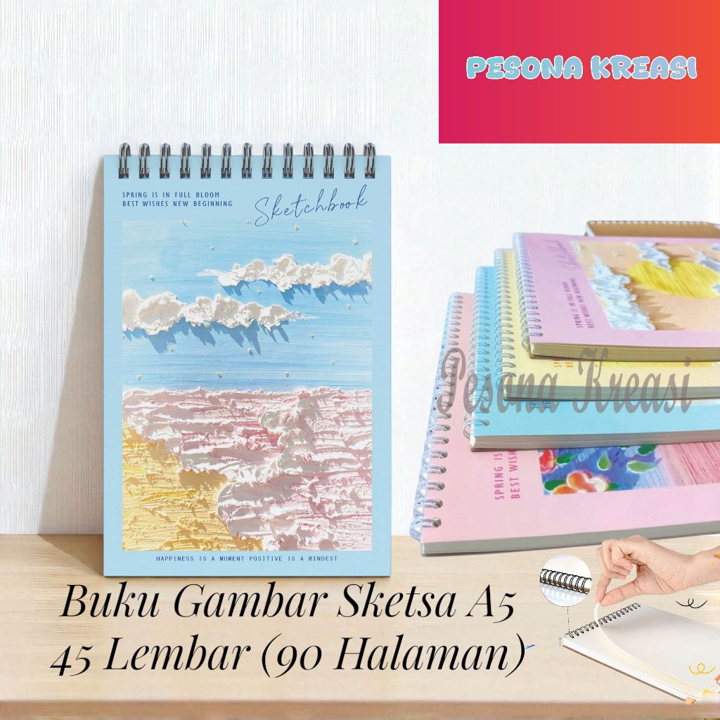 

Premium Sketchbook A5 Buku Gambar A5 Buku Sketsa Vertikal Jilid Spiral 45 Lembar 90 Halaman