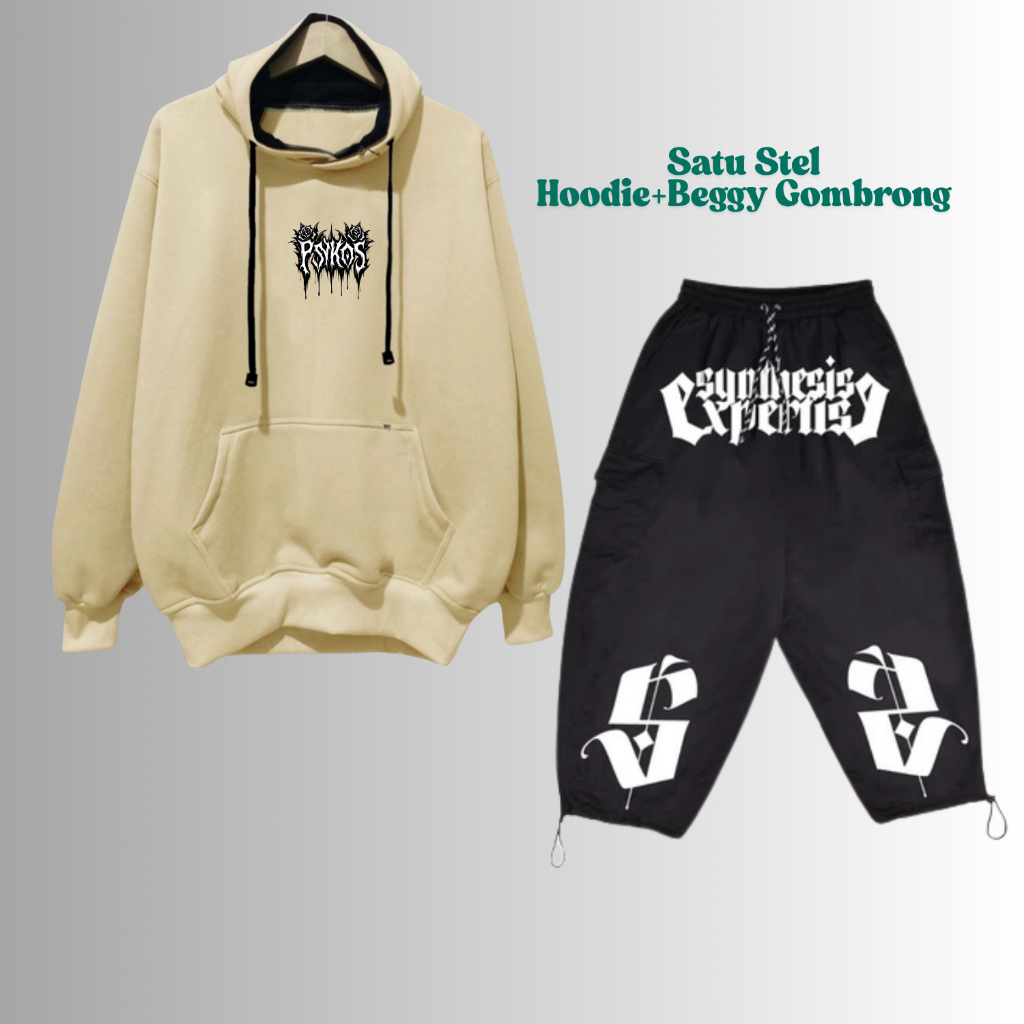 Oneset Setelan Celana Baggy Pants Terbaru Unisex / Setelan Celana Skena Hoodie Terbaru 1 Set Hodie C