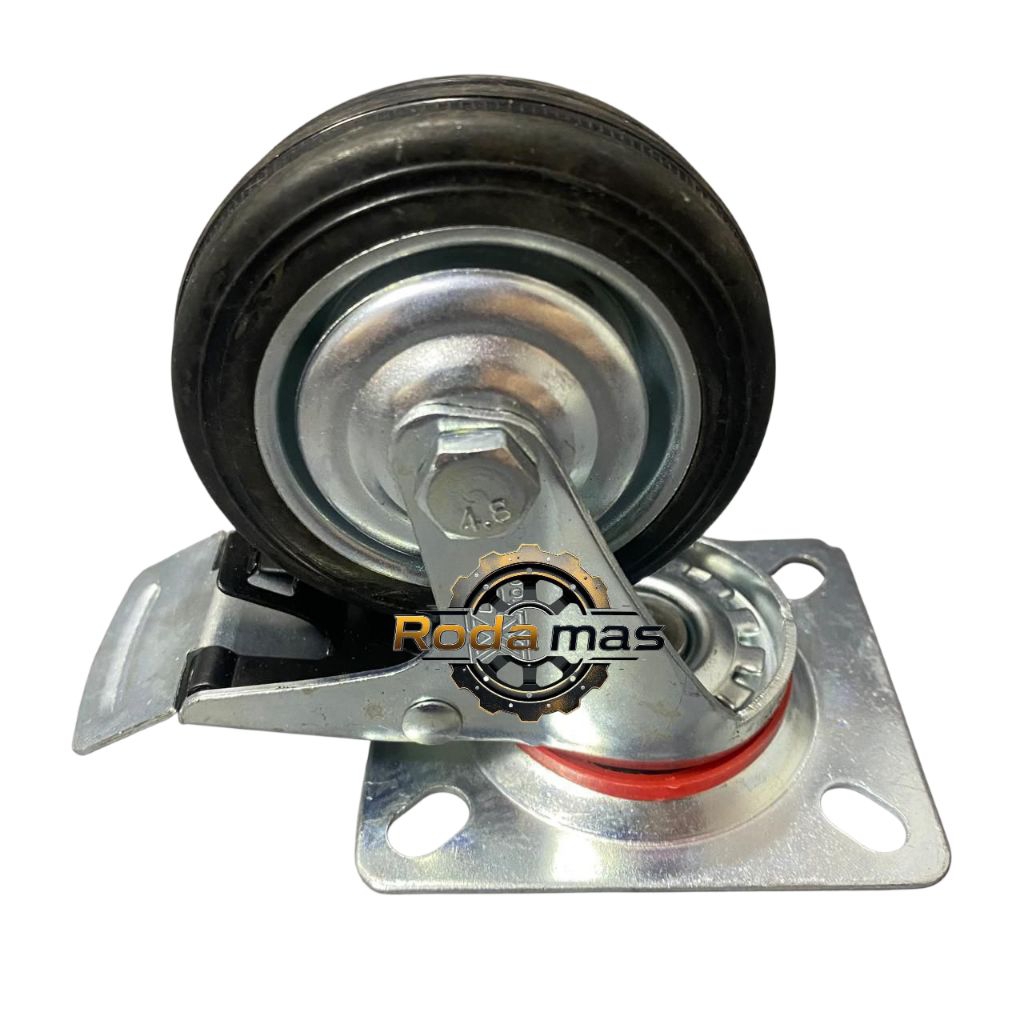 roda troli karet 4 inch hidup / roda troli karet 4 inch rem / rada etalase karet 4 inch mati