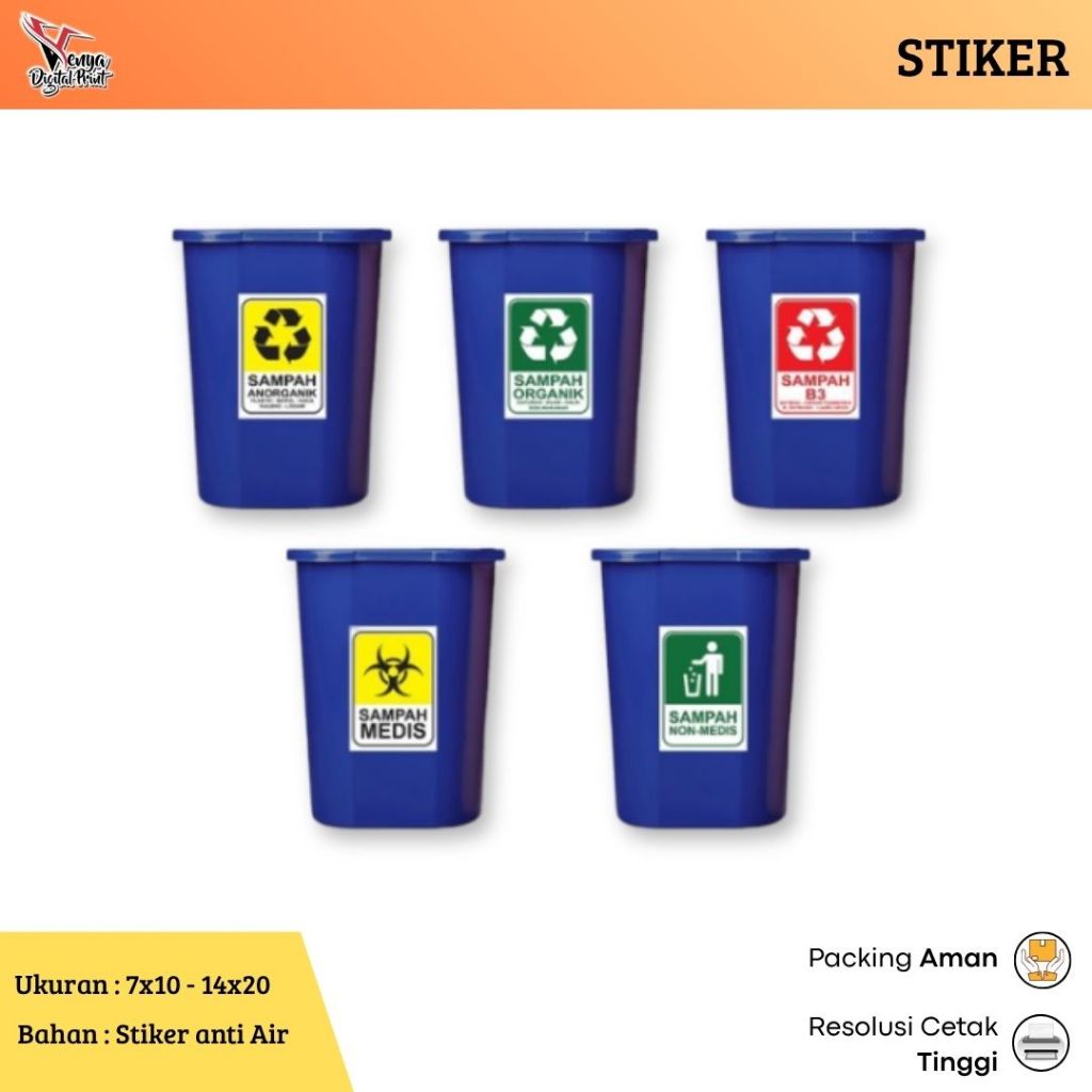 

Stiker penanda jenis sampah Sticker Label Sampah Medis Non Medis Organik Anorganik