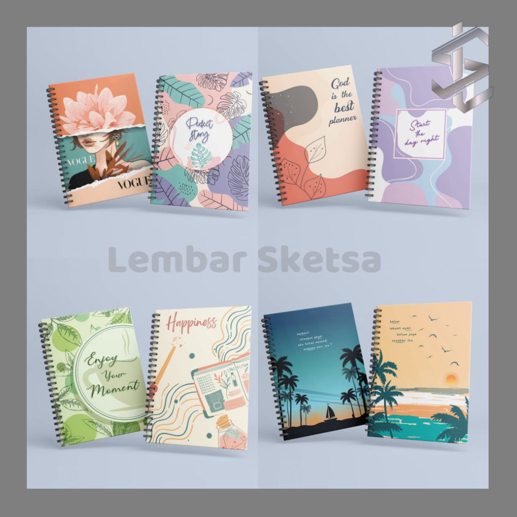 

Notebook Diary Buku catatan cover Aesthetic Journal 100 halaman ring spiral