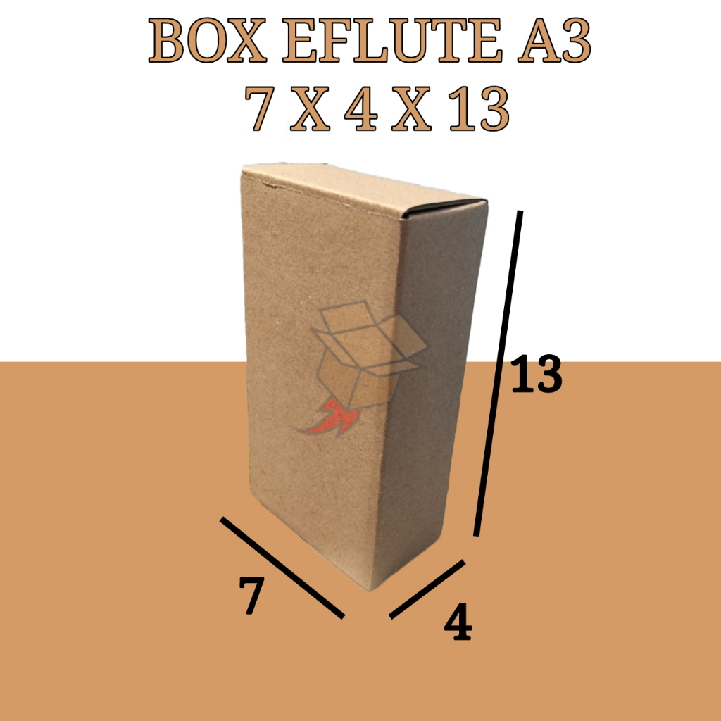 

Kardus Polos Karton Box Coklat DieCut Eflute A3 7 x 4 x 13