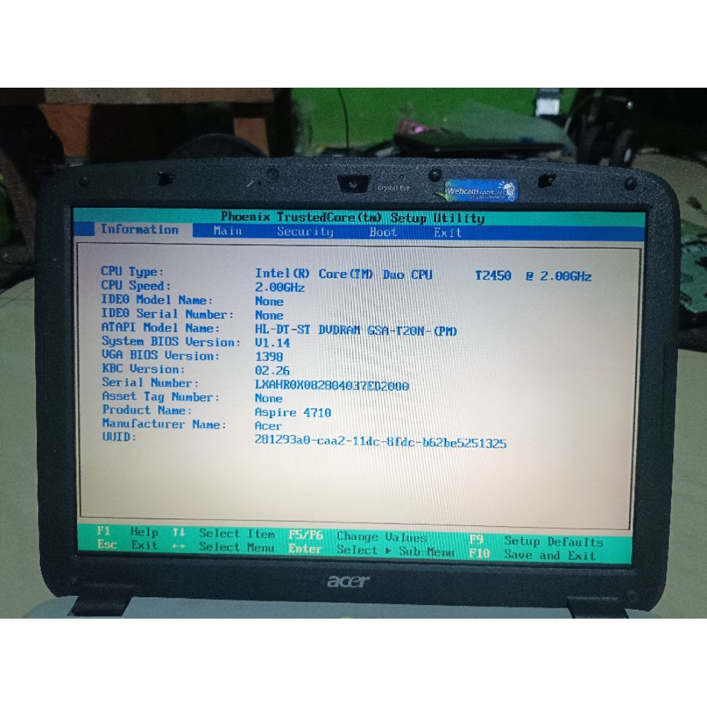 Layar lcd laptop 14.1" inch 30 pin tebal copotan acer 4710