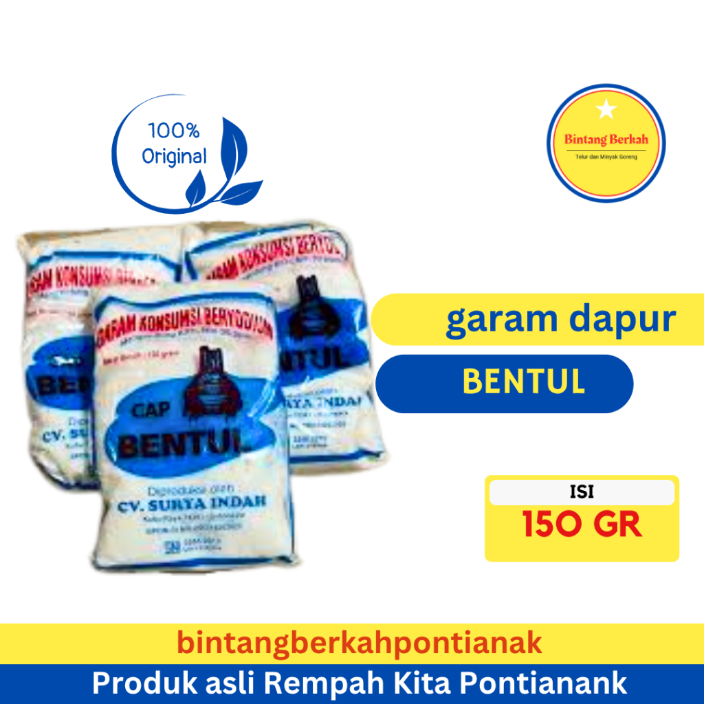 

Garam Cap Bentul 150g - Garam Pontianak, Halus & Bersih , untuk masakan sehari hari