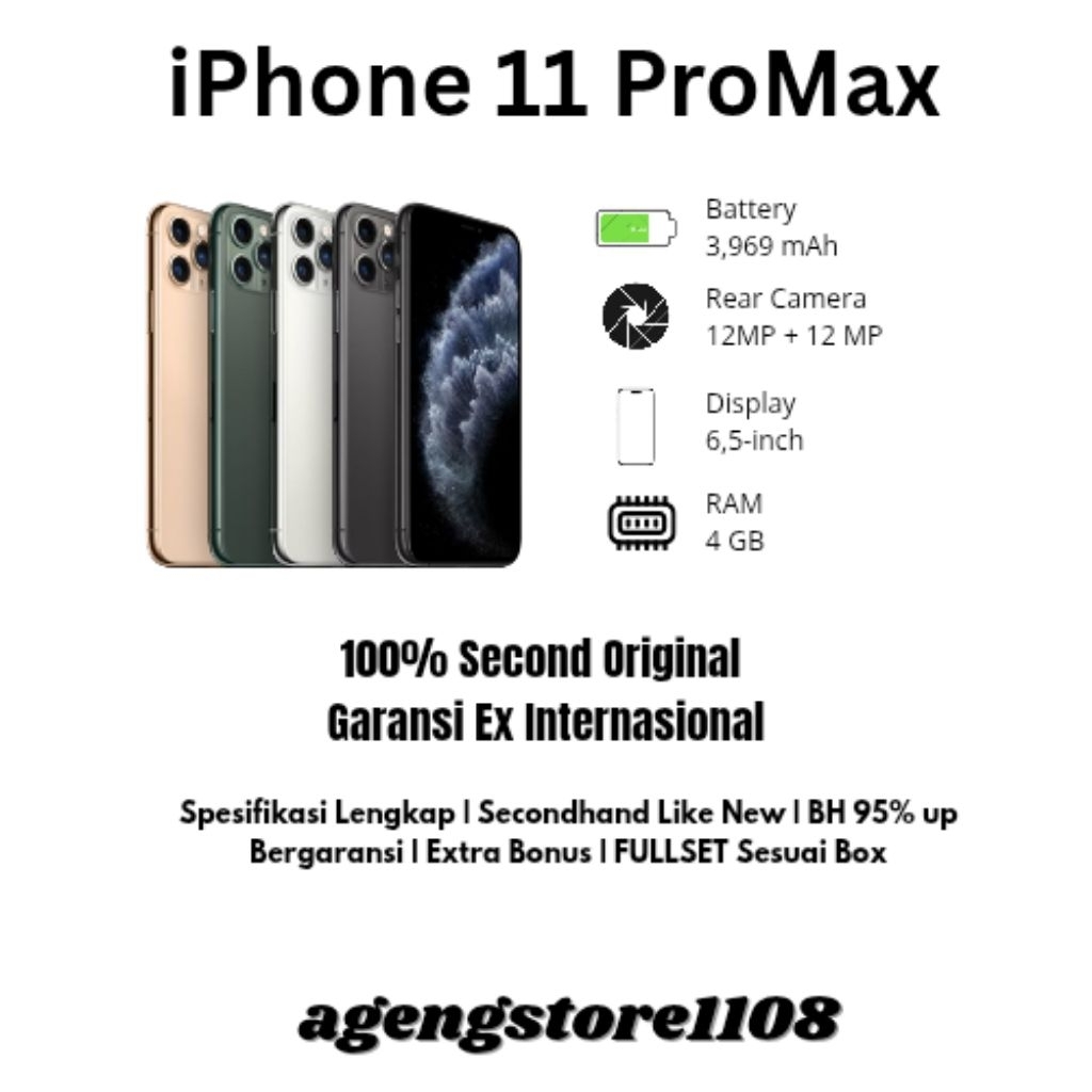 IPHONE 11 PROMAX SECOND ORIGINAL EX INTER