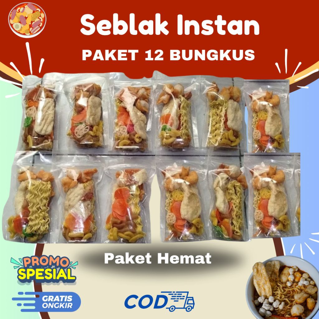 

Paket Hemat 12pcs/bks Seblak Instan Siap Saji (Paket 12 Bungkus) Khas Bandung