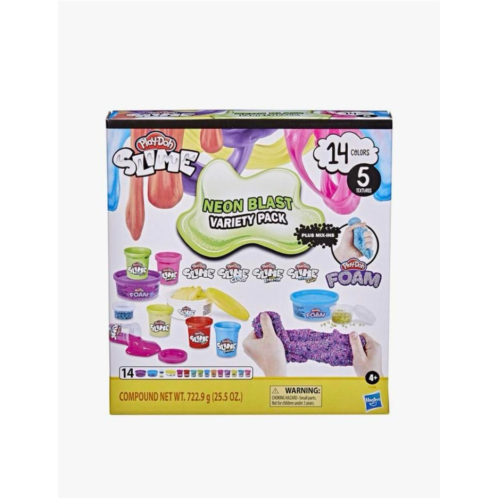 Kado Mainan Anak - Playdoh Slime & Foam Neon Blast Variety Pack