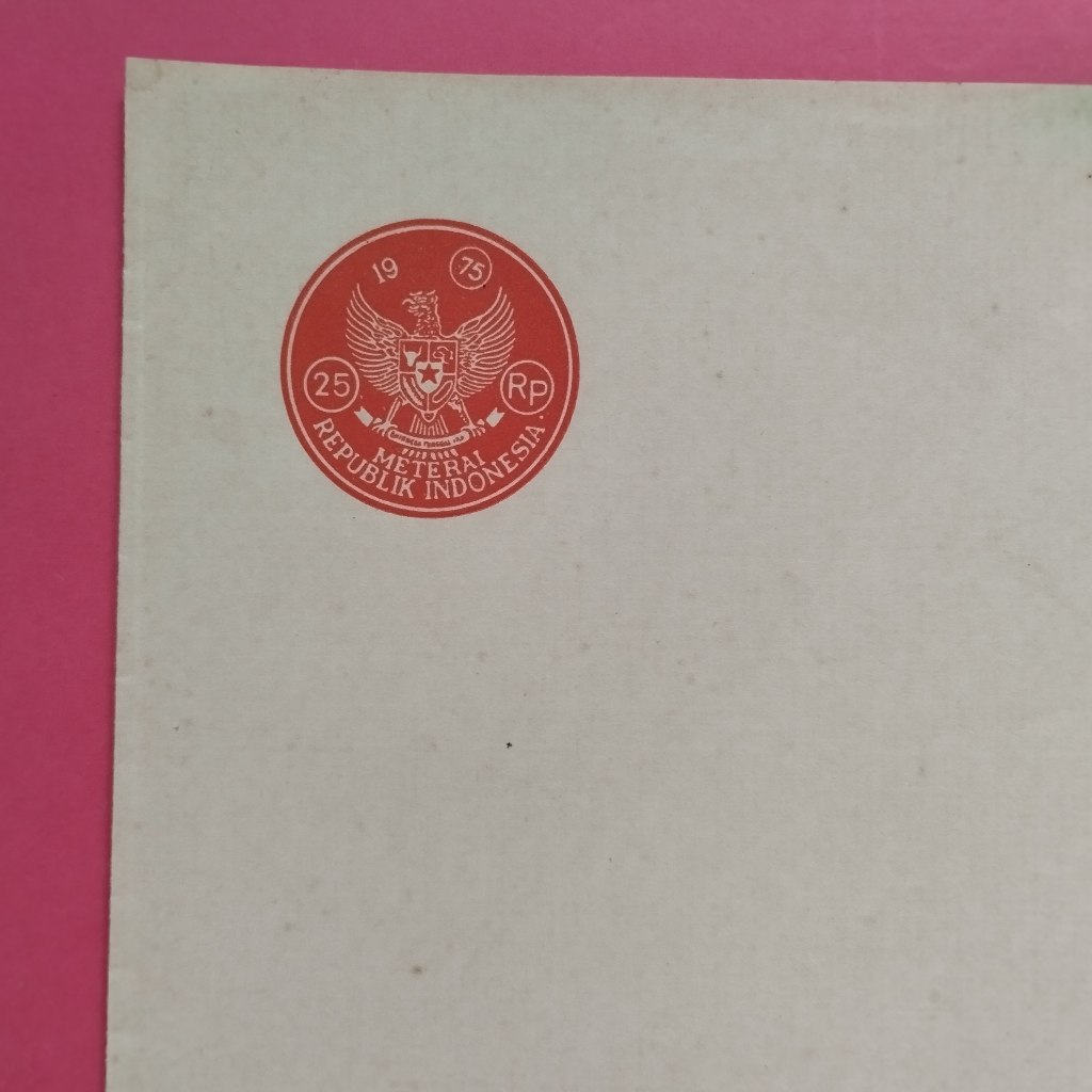 

Kertas Segel Kuno Rp 25 Tahun 1975 Dobel
