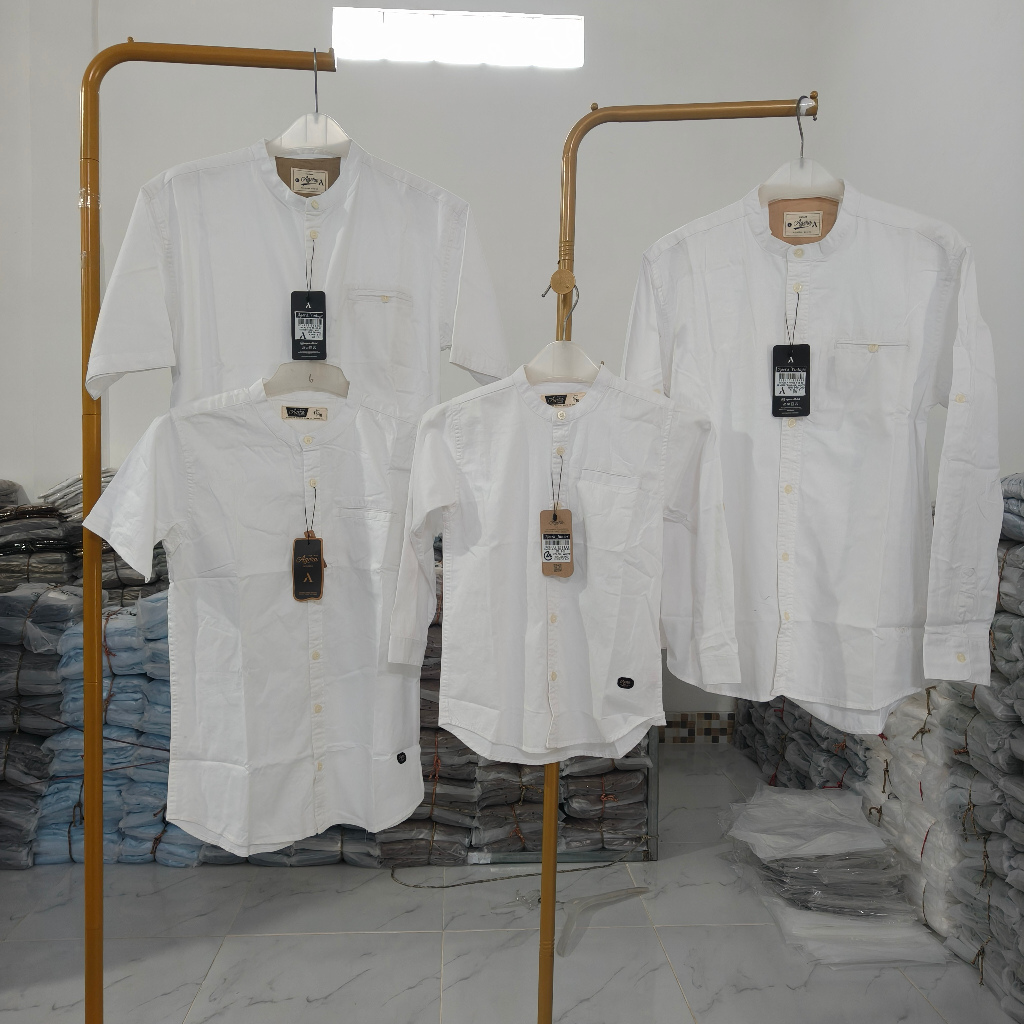 AGERA PREMIUM PUTIH KEMEJA KOKO KEMKO PASANGAN COUPLE AYAH ANAK LENGAN PANJANG