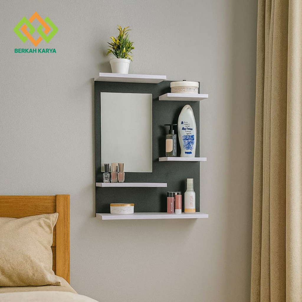 Rak kosmetik gantung dinding tempel kaca/rak kosmetik dinding/rak kosmetik kaca