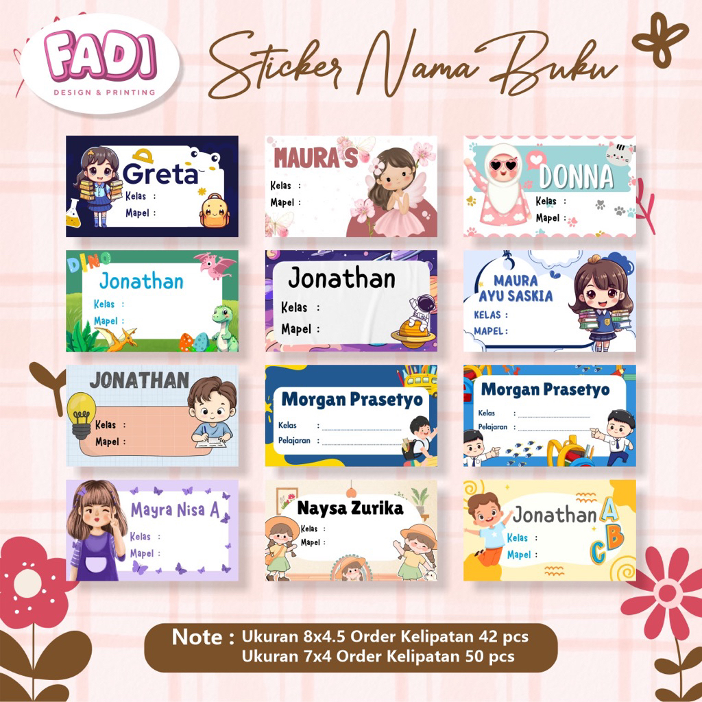 

sticker nama buku/ sticker label pelajaran/ sticker buku termurah