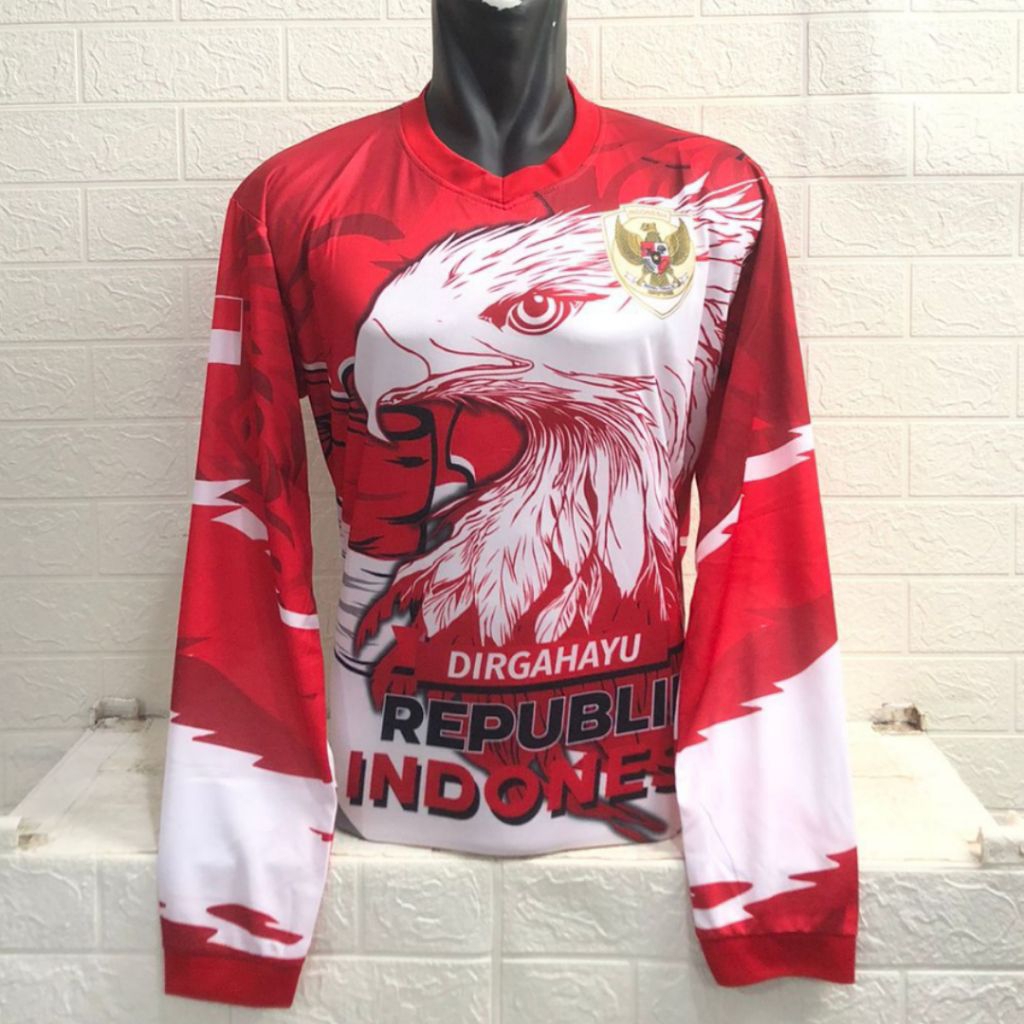 BAJU KAOS JERSEY GARUDA INDONESIA SPECIAL 17 AGUSTUS DIRGAHAYU REPUBLIK INDONESIA MERDEKA LENGAN PAN