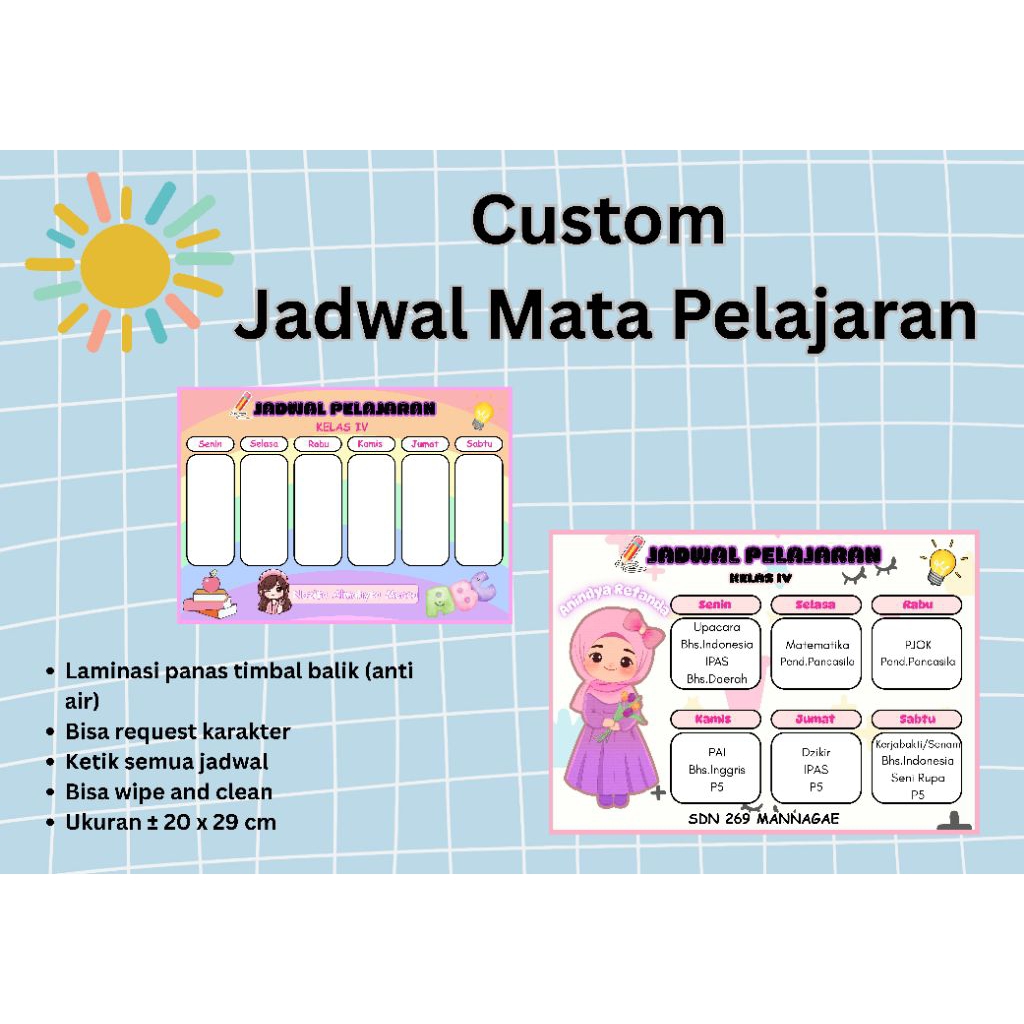 

Custom Jadwal Mata Pelajaran / Roster | Free pilih karakter PO 1 Hari