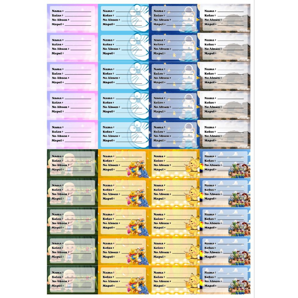 

Label Stiker nama Mata pelajaran