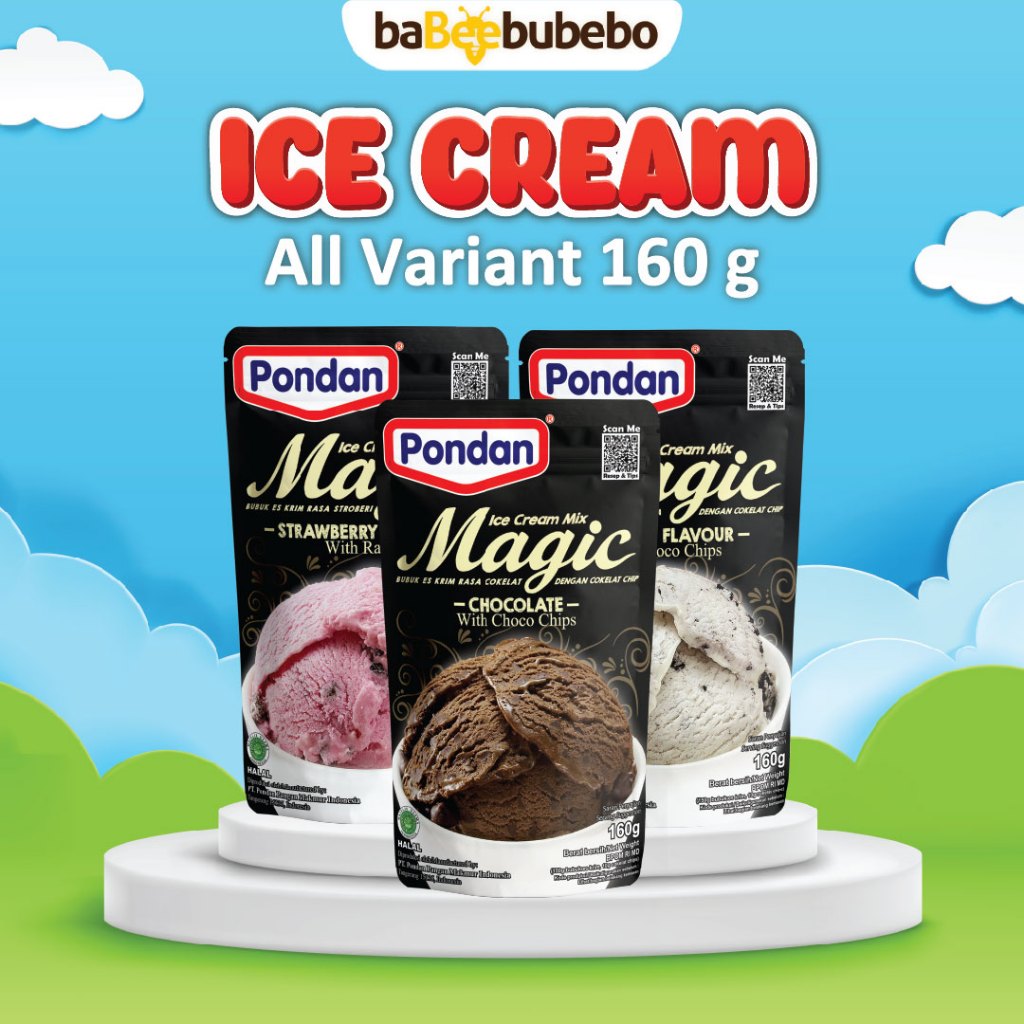 

Pondan Magic Ice Cream Mix 160g Es Krim Cokelat/Vanila/Strawberry