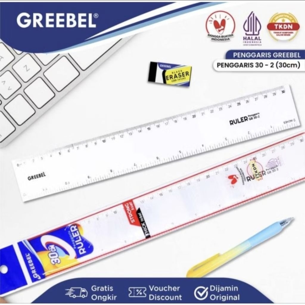 

Greebel penggaris 30cm (30-2) / penggaris transparan 30 cm