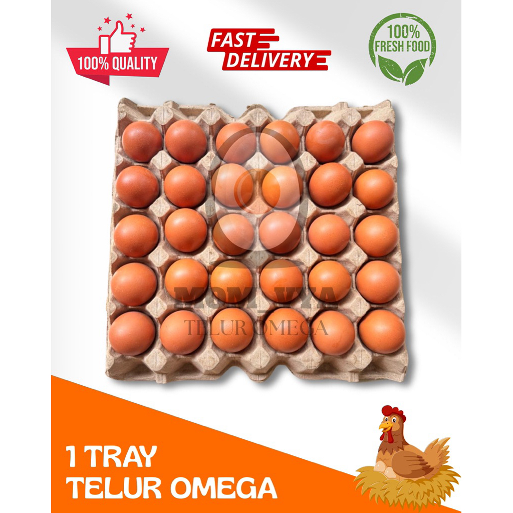 

Telur Ayam Omega 3 Premium Grade A - 1 Tray/30 Butir ( UK. 2KG )