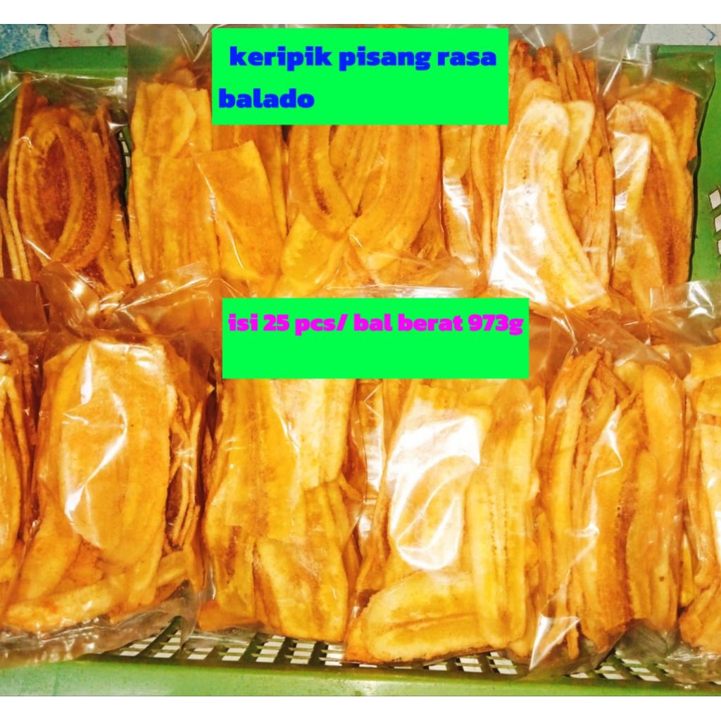 

keripik pisang rasa balado satu bal isi 25 pcs