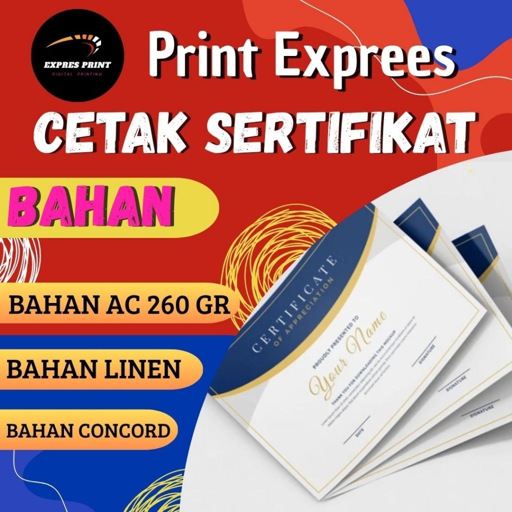 

CETAK SERTIFIKAT A4 BAHAN CONCORD ART CARTON LINEN MURAH EXPRESS FULL COLOR