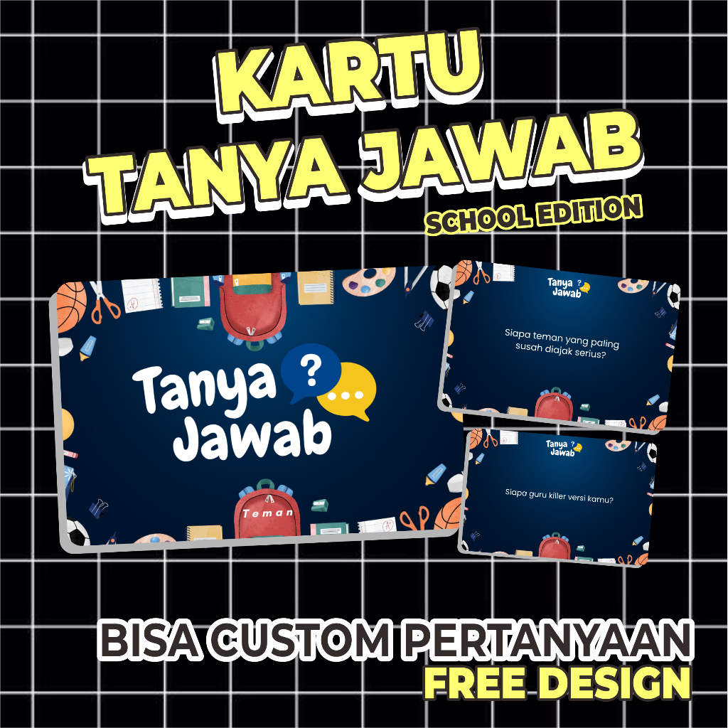 KARTU PERTANYAAN | KARTU PERMAINAN TANYA JAWAB EDISI TEMAN  [BISA CUSTOM]