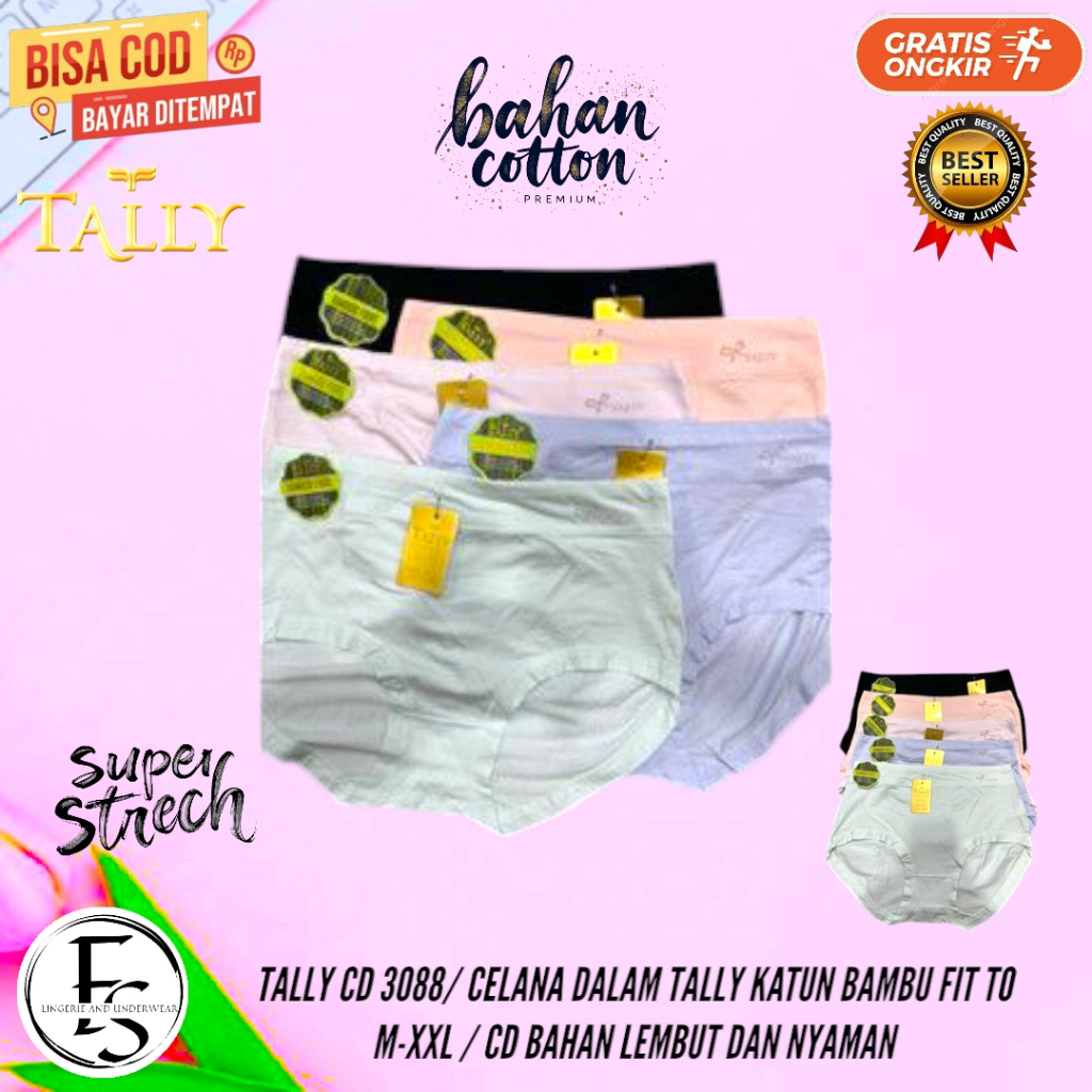 TALLY CD 3088/ CELANA DALAM TALLY KATUN BAMBU FIT TO M-XXL / CD BAHAN LEMBUT DAN NYAMAN