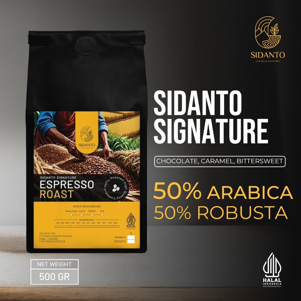 

Biji Kopi House Blend 50% Arabika Gayo Es Kopi Susu Sidanto Signature - 500 Gr