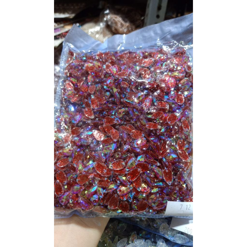 PAYET MATA TETES GLITER MERAH 7*12