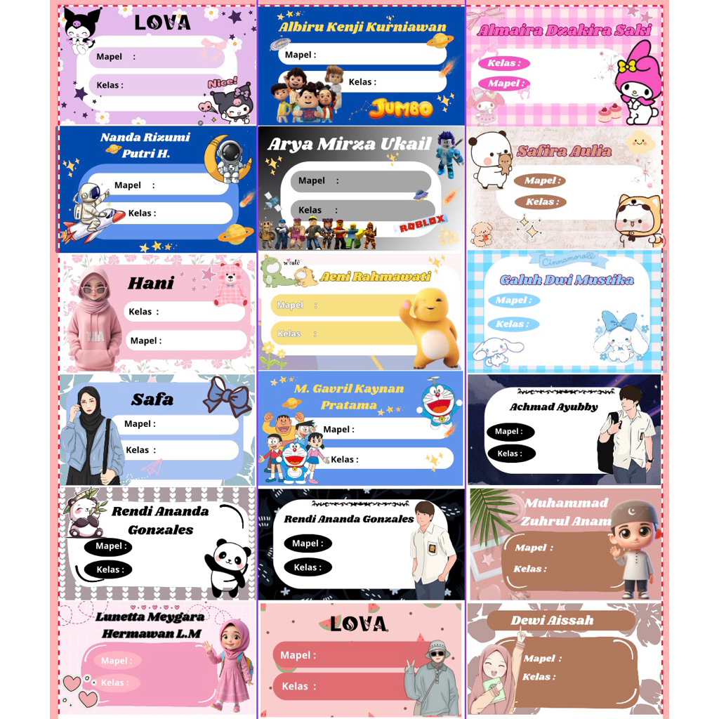 Stiker nama TERMURAH | Stiker nama Buku | stiker custom | stiker buku