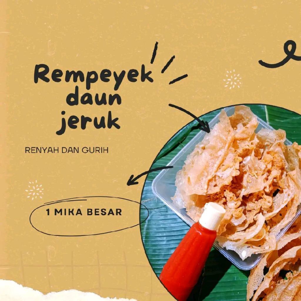 

READY STOK!! REMPEYEK DAUN JERUK | PEYEK ENAK DAN GURIH KEMASAN EKONOMIS 1 MIKA BESAR