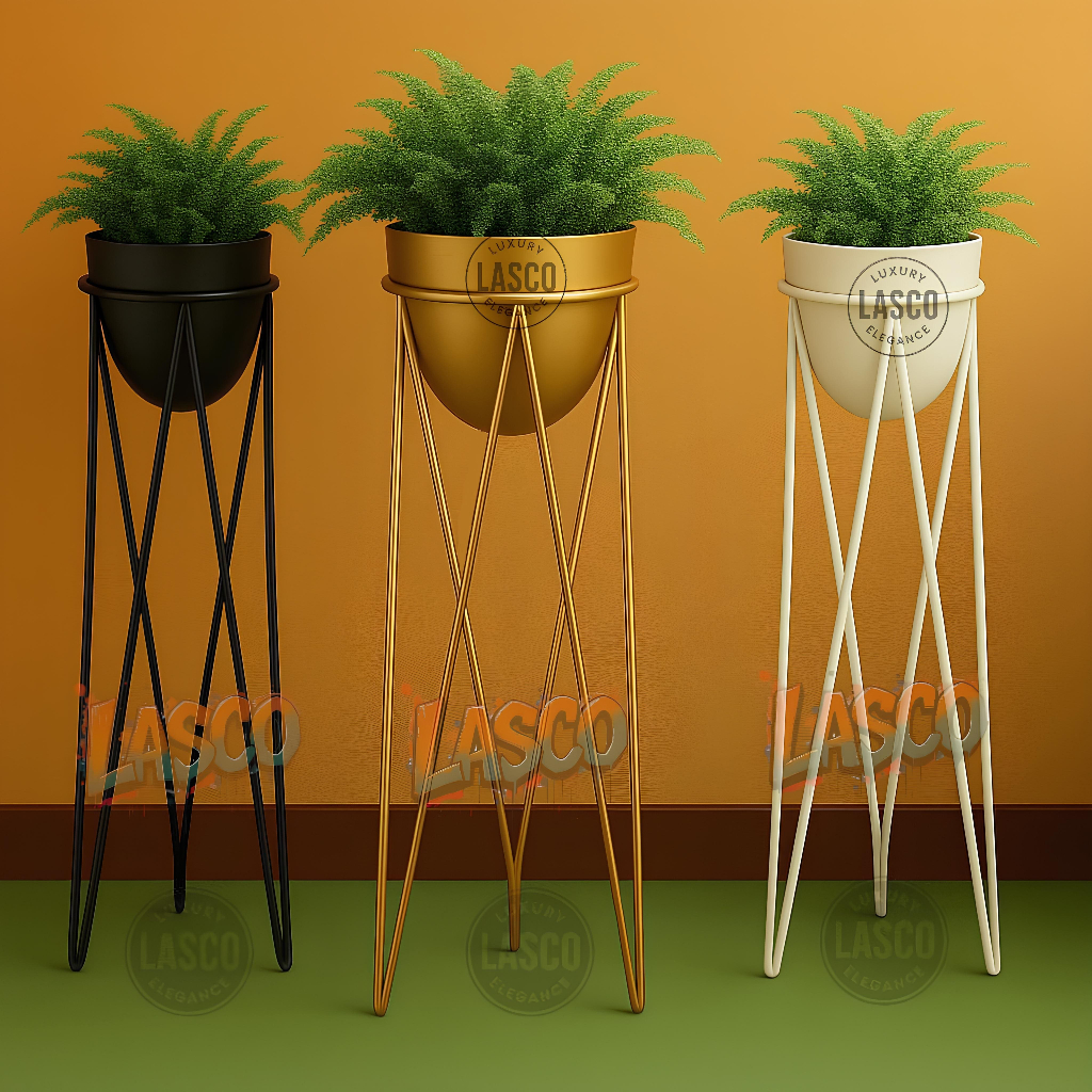 STANDING POT BESI MODEL V - DUDUKAN POT TANAMAN  | TINGGI 30 , 50CM & 70CM | BY LASCO