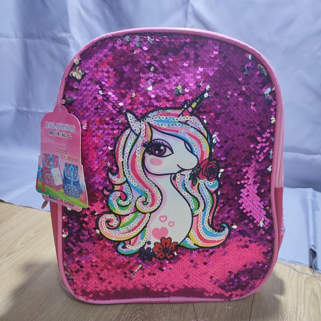 Tas sekolah anak cewek motif unicorn | tas anak perempuan blink blink TK SD | tas pink tas ransel