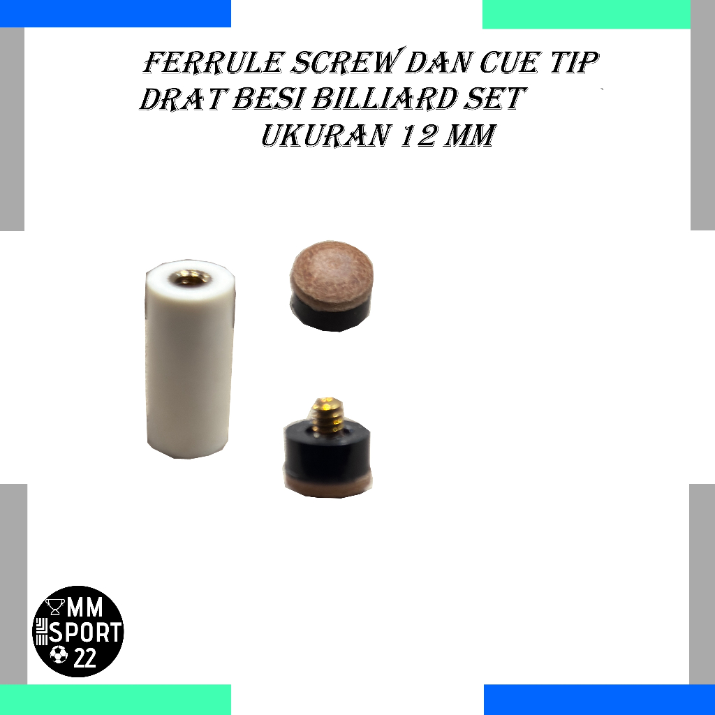CUE TIP BILLIARD DRAT BAUT BESI UKURAN 12 MM