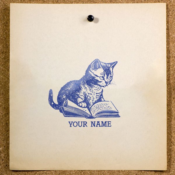 

Stempel Buku Ex Libris Kustom Nama | Desain Anak Kucing | SE-54 | Perpustakaan Pribadi