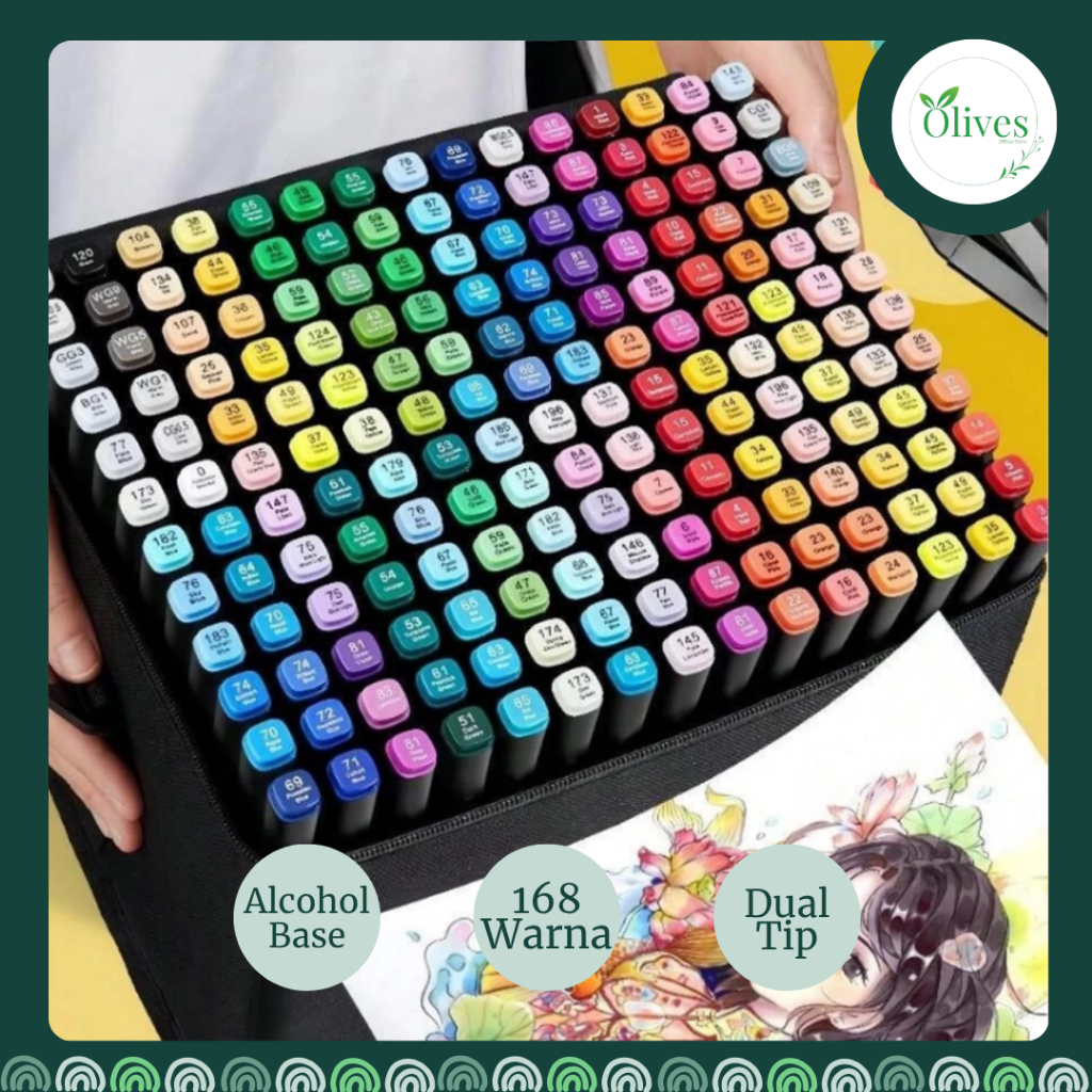 

Olivies ❤️ [Satuan] Alcohol Marker Touch TongNianRiJi Dual Tip 168 Warna | Spidol alkohol dual tip
