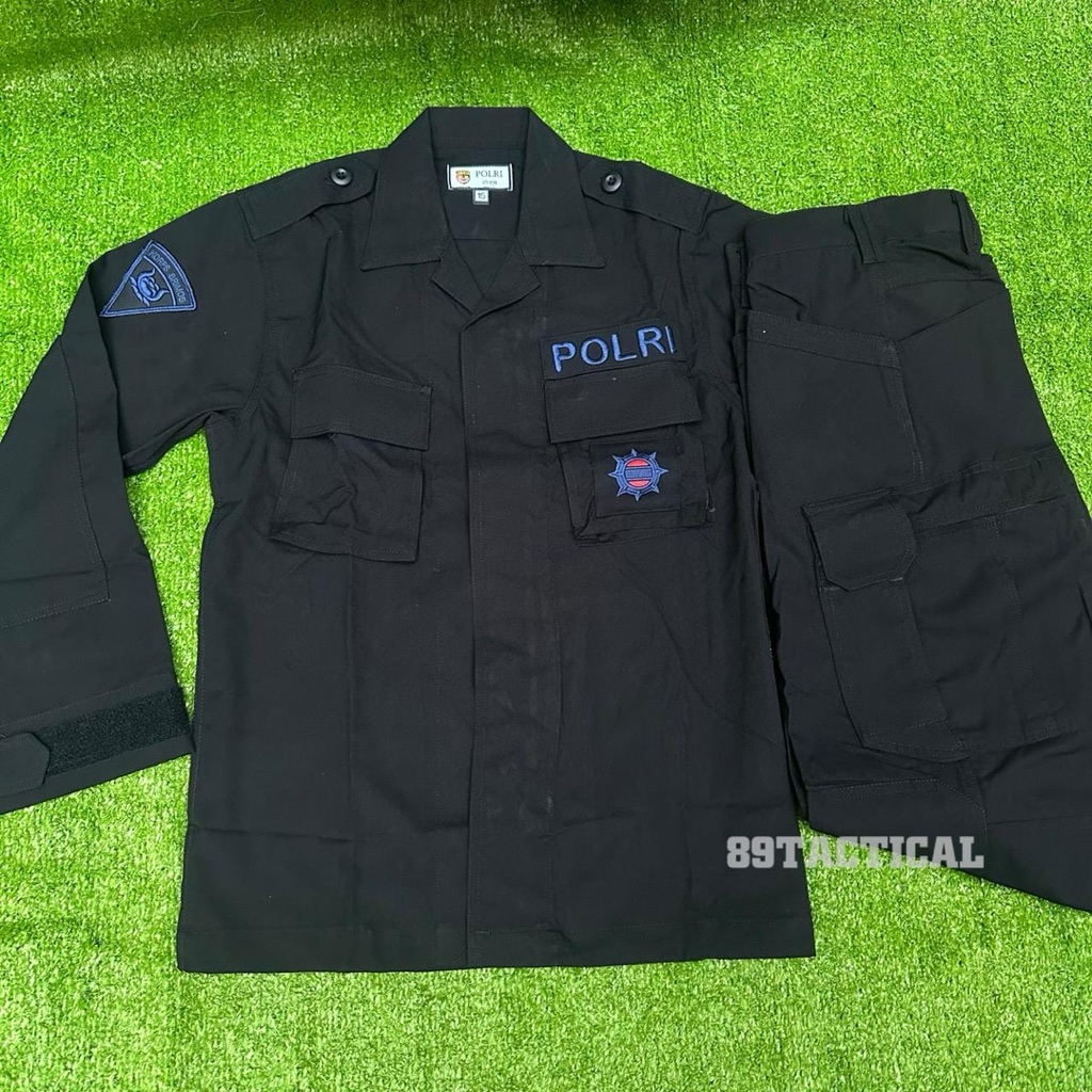 Baju dan Celana PDL TACTICAL HITAM BRIMOB