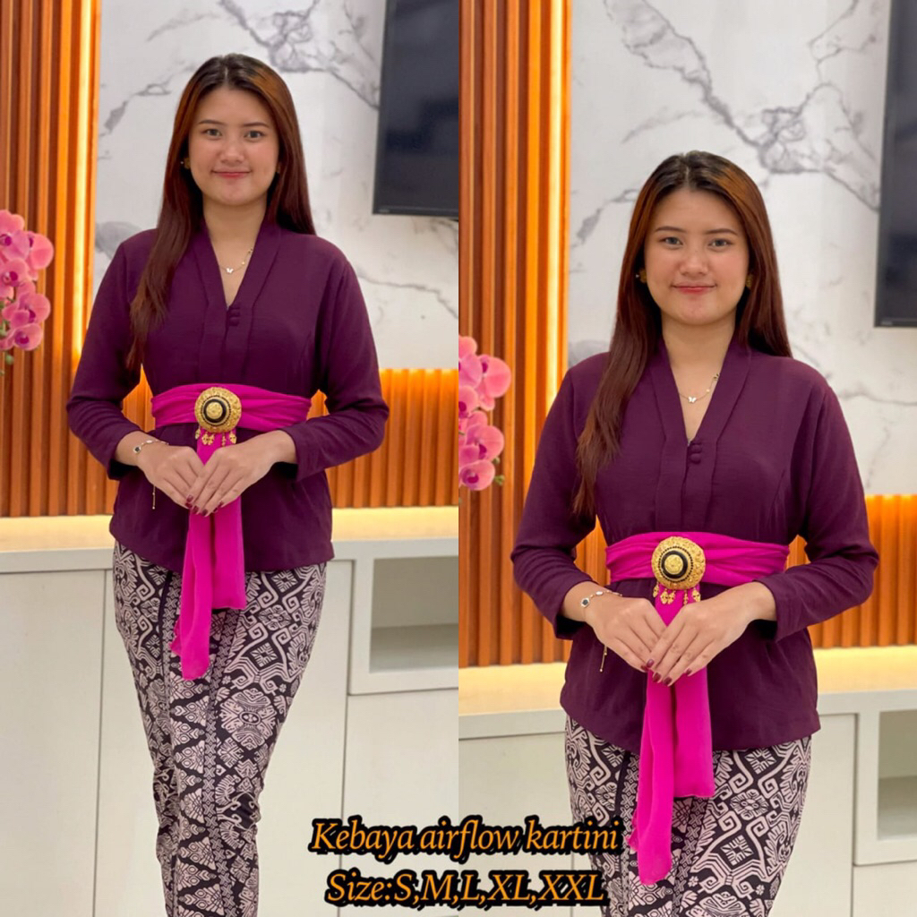 kebaya airflow bali. kebaya bali lengan panjang kartini V neck