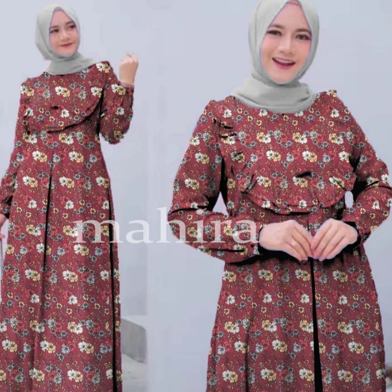 Terbaru Raya Series Gamis MAHIRA Muslim Syari Resleting Depan Lengan Panjang Wanita Jumbo Remaja