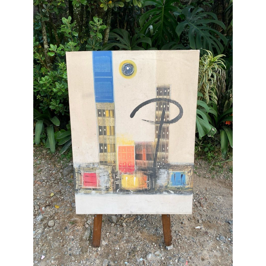 

artwork painting lukisan abstrak pemandangan kota.