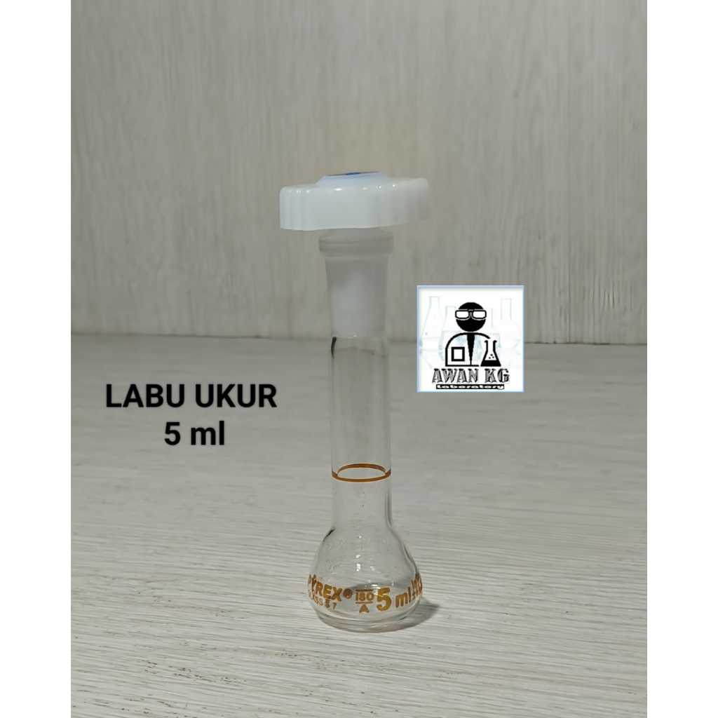 Labu ukur 5ml pyrex tutup plastik grade A